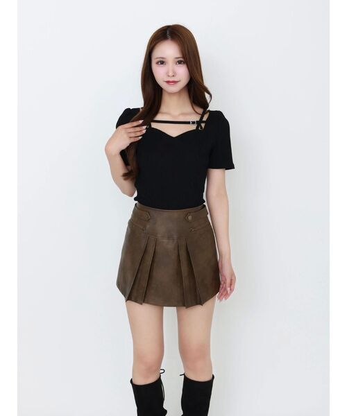 EATME（イートミー）の「ベルテッド パフリブTOP（Tシャツ/カットソー・レディース・ブラック/オフホワイト/グレー・FREE）」の20枚目の写真