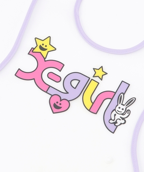 X-girl Stages（エックスガールステージス）の「ロゴ＆キャラクターお食事スタイ（スタイ/よだれかけ・キッズ・ラベンダー・F）」の10枚目の写真