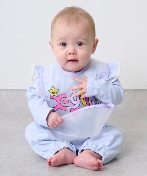 X-girl Stages（エックスガールステージス）の「ロゴ＆キャラクターお食事スタイ（スタイ/よだれかけ・キッズ・ラベンダー・F）」の6枚目の写真