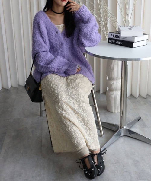 セール】【ボリュームシャギー2WAYカーディガン/プルオーバー】前後