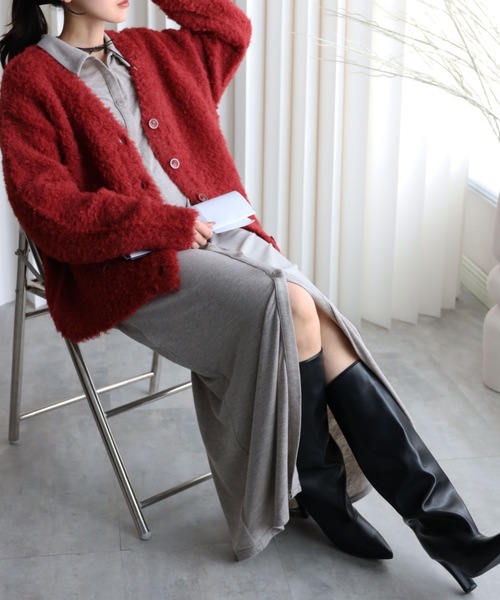 セール】【ボリュームシャギー2WAYカーディガン/プルオーバー】前後