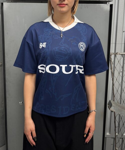 Sourcream（サワークリーム）の「【SOUR CREAM/サワークリーム】モンローサッカーユニフォームTEE（Tシャツ/カットソー・レディース・ブラック/ホワイト/ネイビー・LARGE/MEDIUM）」の9枚目の写真