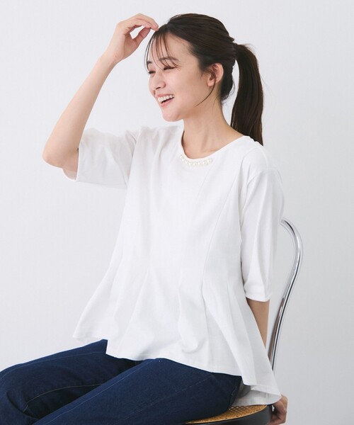 Jayro(ジャイロ)の「パール付きペプラムカットソー(Tシャツ/カットソー・レディース・ブラック/ホワイト・FREE)」の10枚目の写真