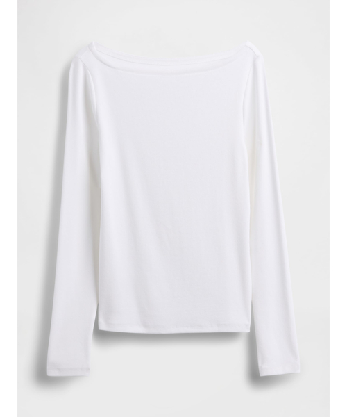 GAP（ギャップ）の「モダン ボートネックTシャツ（Tシャツ/カットソー・レディース・グレー/ブラウン/ホワイト/ブラック・XS/S/M/L/XL/XXS）」の11枚目の写真