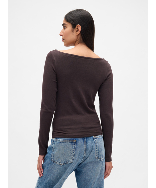 GAP（ギャップ）の「モダン ボートネックTシャツ（Tシャツ/カットソー・レディース・グレー/ブラウン/ホワイト/ブラック・XS/S/M/L/XL/XXS）」の13枚目の写真