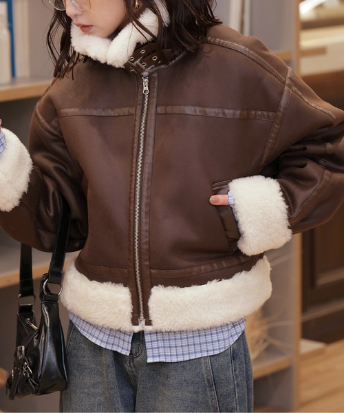 FREE'S MART（フリーズマート）の「◆ボンバージャケット【動画有】（ブルゾン・レディース・ブラウン/ブラック系その他/ブラック・SMALL/MEDIUM）」の7枚目の写真