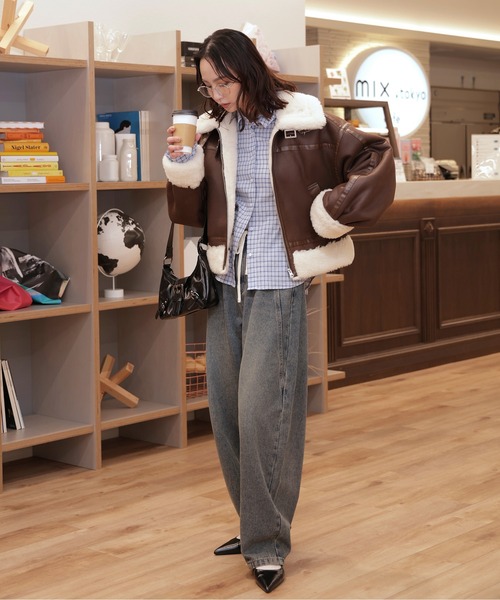 FREE'S MART（フリーズマート）の「◆ボンバージャケット【動画有】（ブルゾン・レディース・ブラウン/ブラック系その他/ブラック・SMALL/MEDIUM）」の11枚目の写真