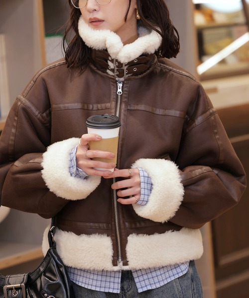 FREE'S MART（フリーズマート）の「◆ボンバージャケット【動画有】（ブルゾン・レディース・ブラウン/ブラック系その他/ブラック・SMALL/MEDIUM）」の12枚目の写真