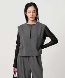 UNITED ARROWS - UNITED ARROWS ベルテッドロングジレ ダブルフェイスベスト ブラック UNITED ARROWS ベルテッドロングジレ ダブルフェイスベスト ブラック