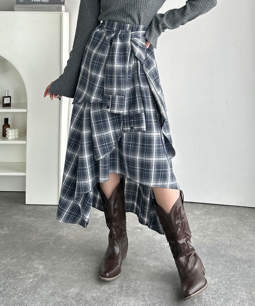 MUVEIL チェックプリーツスカート/美品 MUVEIL｜チェックプリーツスカート