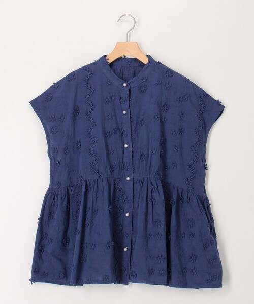 MICO COULIER(ミコクリエ)の「3D刺繍バンドカラーブラウス(シャツ/ブラウス・レディース・ブルー/ブラック/キナリ・38)」の11枚目の写真