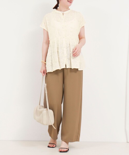 セール】3D刺繍バンドカラーブラウス（シャツ/ブラウス）｜MICO