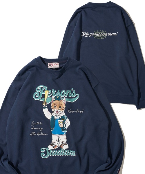 PERSON'S（パーソンズ）の「【PERSON’S STADIUM / パーソンズスタジアム】スタジャンCAT クルーネックスウェットプルオーバー（スウェット・レディース・チャコールグレー/オートミール/ネイビー・MEDIUM/LARGE/X-LARGE）」の3枚目の写真