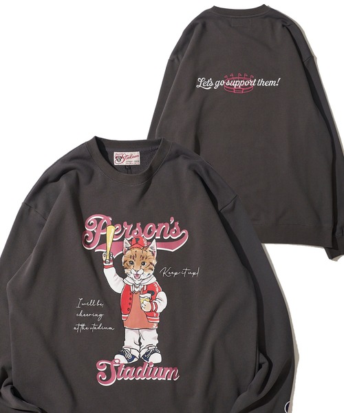 PERSON'S（パーソンズ）の「【PERSON’S STADIUM / パーソンズスタジアム】スタジャンCAT クルーネックスウェットプルオーバー（スウェット・レディース・チャコールグレー/オートミール/ネイビー・MEDIUM/LARGE/X-LARGE）」の2枚目の写真