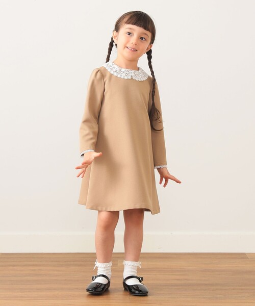 BEAMS mini(ビームスミニ)の「セレモニー レースカラー ワンピース 2026SS (110~130cm)(ワンピース・キッズ・ネイビー/ベージュ・120/110/130)」の6枚目の写真