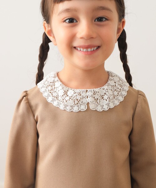 BEAMS mini(ビームスミニ)の「セレモニー レースカラー ワンピース 2026SS (110~130cm)(ワンピース・キッズ・ネイビー/ベージュ・120/110/130)」の12枚目の写真