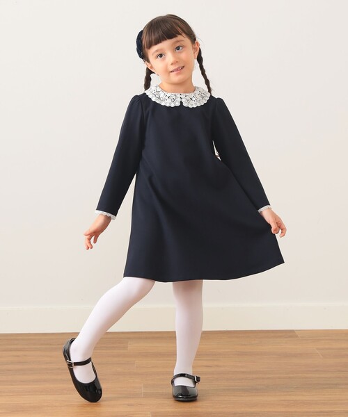 BEAMS mini(ビームスミニ)の「セレモニー レースカラー ワンピース 2026SS (110~130cm)(ワンピース・キッズ・ネイビー/ベージュ・120/110/130)」の14枚目の写真