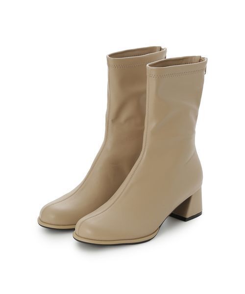 チャンキーヒールストレッチショートブーツ（ブーツ）｜Mila Owen