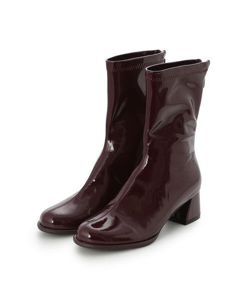 チャンキーヒールストレッチショートブーツ（ブーツ）｜Mila Owen