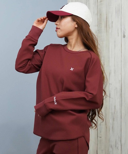 Hurley (ハーレー)の「Hurley/ハーレー 長袖 Tシャツ ロンT サーマル ワッフル素材 ロゴ ワンポイント セットアップ対応 THERMAL LS TEE WCLS252046(Tシャツ/カットソー・レディース・オフホワイト/ブラック/マルーン・M)」の3枚目の写真
