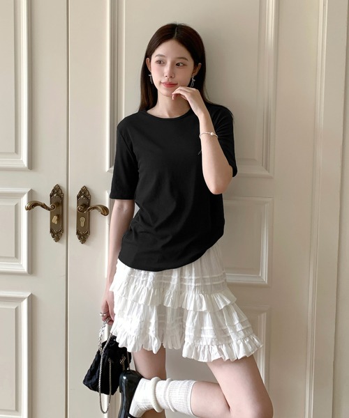 by LEGNA(バイレグナ)の「シアー半袖Tシャツ(Tシャツ/カットソー・レディース・グレー系/アイボリー系/ホワイト系/ブラック/アイボリー/スカイブルー/ホワイト/ライトグレー/ライトグレー系/スカイブルー系/ピンク/ピンク系/ブラック系/ブルー系/イエロー/ブルー/ホワイト×イエロー/ホワイト×ブルー/ホワイト×グレー/ブラック×ホワイト・M-Short/L-Short/FREE/MEDIUM/LARGE)」の9枚目の写真