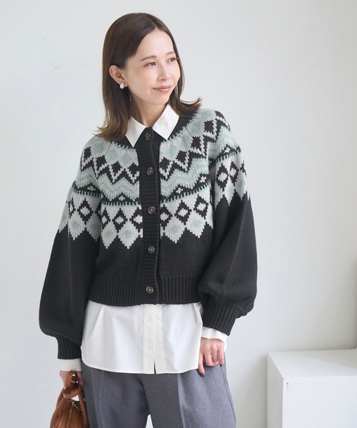 ROPE' PICNIC（ロペピクニック）の「求心柄ボリュームスリーブカーディガン/イージーケア（カーディガン/ボレロ・レディース・チャコールグレー/キナリ/ネイビー・FREE）」の21枚目の写真