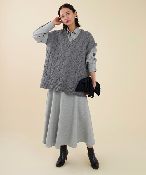 marmors（マルモア）の「【marmors】baias flare skirt〈セットアップ対応〉（スカート・レディース・グレー/ライトグレー/ベージュ・36）」の9枚目の写真