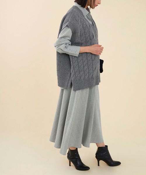 marmors（マルモア）の「【marmors】baias flare skirt〈セットアップ対応〉（スカート・レディース・グレー/ライトグレー/ベージュ・36）」の11枚目の写真