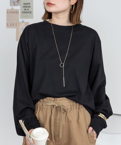 RCD(アールシーディー)の「プチハイネックロングスリーブプルオーバー(Tシャツ/カットソー・レディース・ブラック/オフホワイト/グレイッシュベージュ/モカ/杢グレー・M/LL/L/4L)」の15枚目の写真
