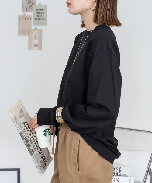 RCD(アールシーディー)の「プチハイネックロングスリーブプルオーバー(Tシャツ/カットソー・レディース・ブラック/オフホワイト/グレイッシュベージュ/モカ/杢グレー・M/LL/L/4L)」の16枚目の写真