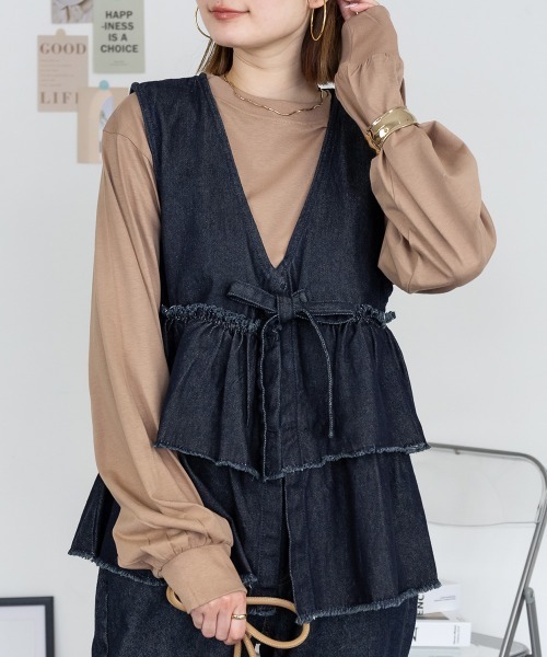 RCD(アールシーディー)の「プチハイネックロングスリーブプルオーバー(Tシャツ/カットソー・レディース・ブラック/オフホワイト/グレイッシュベージュ/モカ/杢グレー・M/LL/L/4L)」の21枚目の写真