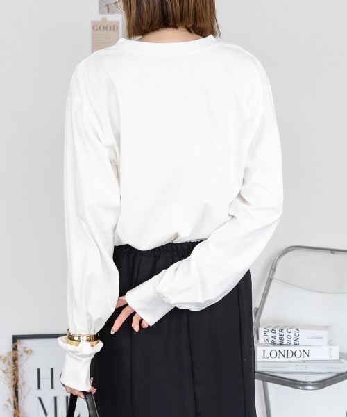 RCD(アールシーディー)の「プチハイネックロングスリーブプルオーバー(Tシャツ/カットソー・レディース・ブラック/オフホワイト/グレイッシュベージュ/モカ/杢グレー・M/LL/L/4L)」の14枚目の写真
