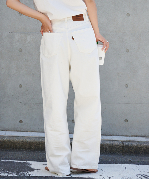 中目 EC限定 追加 ULTライトデニムハイライズルーズ5PKT WHITE（デニム