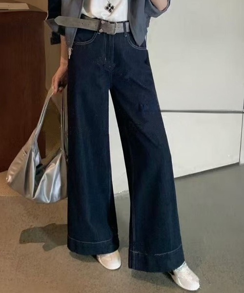 Lace Ladies(レースレディース)の「ハイウエスト 裾 ステッチ デニムパンツ(デニムパンツ・レディース・ブラック/ネイビー・XL/M/S)」の8枚目の写真