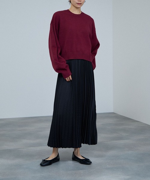 Mac-House(マックハウス)の「milli de l'air ササテンストレッチ プリーツスカート(スカート・レディース・ブラック/ベージュ/ブラウン・M)」の6枚目の写真