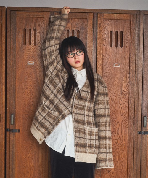 セール】checked cardigan / チェックカーディガン（カーディガン
