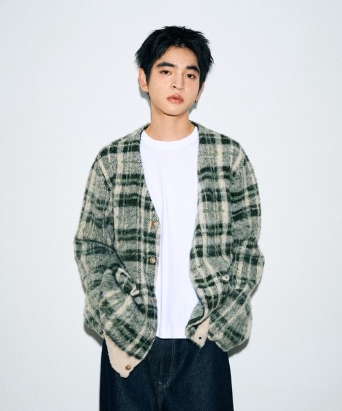 Elanque（エランク）の「checked cardigan / チェックカーディガン 