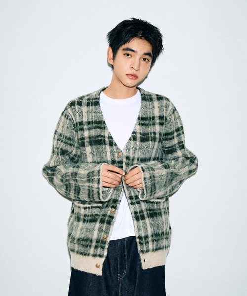 Elanque（エランク）の「checked cardigan/チェックカーディガン
