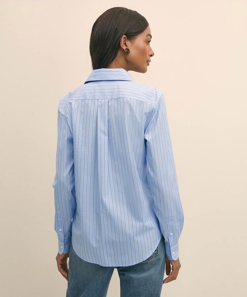 BROOKS BROTHERS（ブルックスブラザーズ）の「ストレッチコットン　シンストライプシャツ　Classic Fit（シャツ/ブラウス・レディース・ブルー・8/6/4/2/0）」の2枚目の写真
