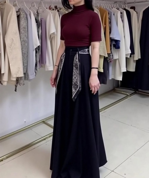 cammie(キャミー)の「スカーフ付きワイドパンツ(その他パンツ・レディース・ブラック/ダークグレー・F)」の10枚目の写真