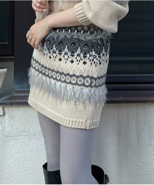 スカート Ameri UND LADY NORDIC KNIT SKIRT UND LADY NORDIC KNIT SKIRT（スカート）｜Ameri（アメリ）の