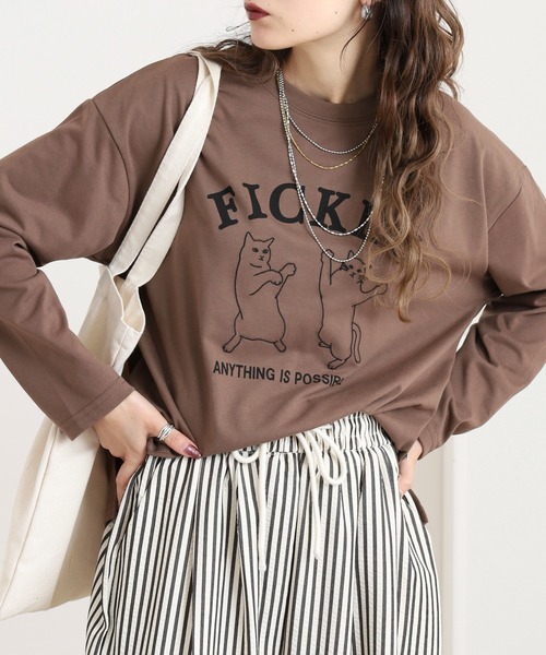 Quelle Chance(ケルシャンス)の「プリント+刺繍 長袖Tシャツ(Tシャツ/カットソー・レディース・グリーン/ブラウン/オフホワイト・M/L)」の19枚目の写真