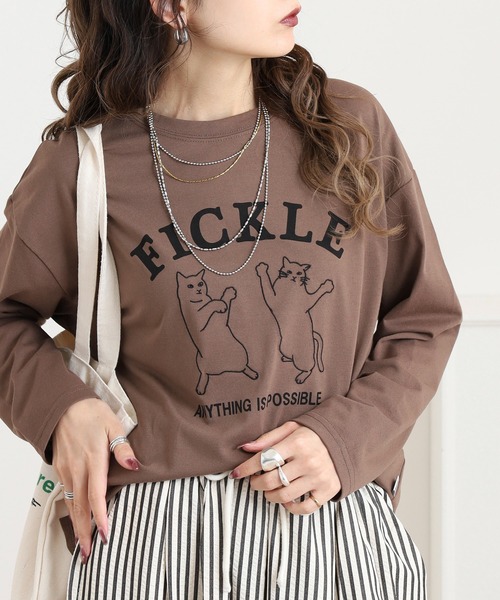 Quelle Chance(ケルシャンス)の「プリント+刺繍 長袖Tシャツ(Tシャツ/カットソー・レディース・グリーン/ブラウン/オフホワイト・M/L)」の18枚目の写真