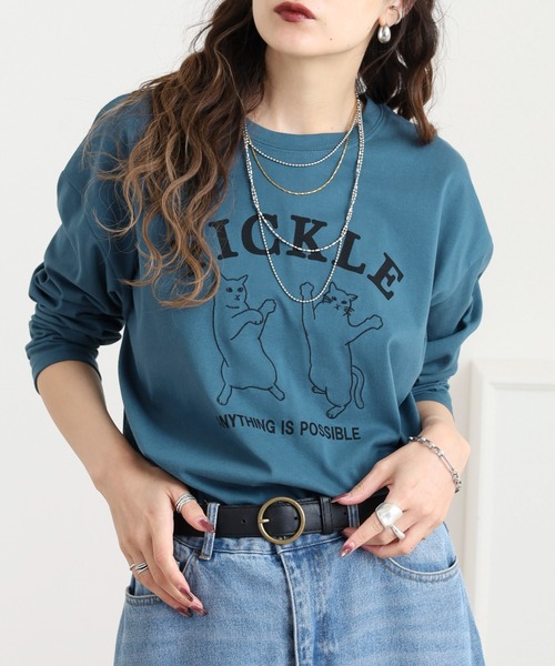 Quelle Chance(ケルシャンス)の「プリント+刺繍 長袖Tシャツ(Tシャツ/カットソー・レディース・グリーン/ブラウン/オフホワイト・M/L)」の13枚目の写真