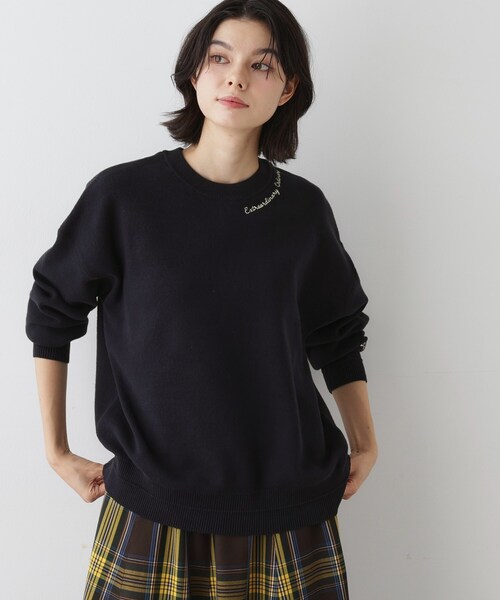 Dessin(デッサン)の「【洗える】刺繍入りジャカードニット(ニット/セーター・レディース・ネイビー/オレンジ系/グレー・03/01/02)」の8枚目の写真
