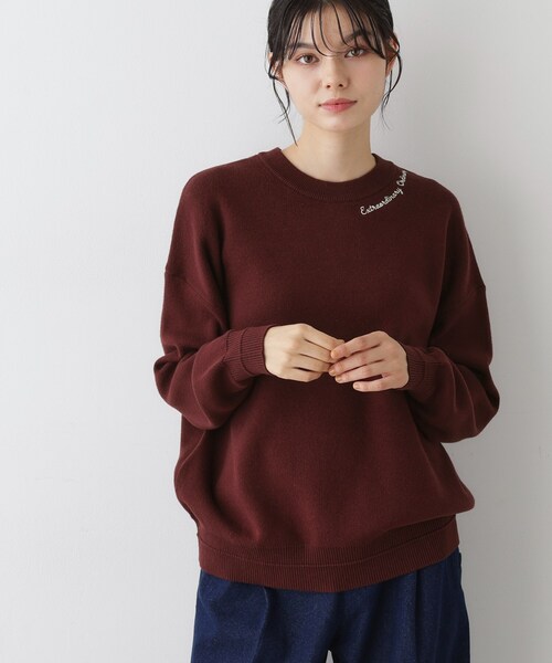 Dessin(デッサン)の「【洗える】刺繍入りジャカードニット(ニット/セーター・レディース・ネイビー/オレンジ系/グレー・03/01/02)」の12枚目の写真