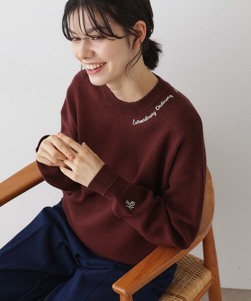 Dessin(デッサン)の「【洗える】刺繍入りジャカードニット(ニット/セーター・レディース・ネイビー/オレンジ系/グレー・03/01/02)」の13枚目の写真
