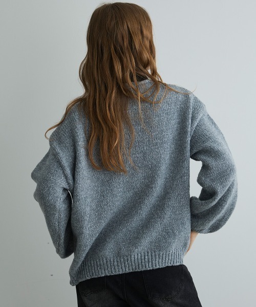 Mirette（ミレット）の「スパンコールリボンカーディガン / Sequin Ribbon Knit Cardigan（カーディガン/ボレロ・レディース・ブラック/グレー・FREE）」の6枚目の写真