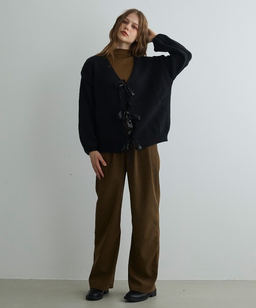 Mirette（ミレット）の「スパンコールリボンカーディガン / Sequin Ribbon Knit Cardigan（カーディガン/ボレロ・レディース・ブラック/グレー・FREE）」の20枚目の写真