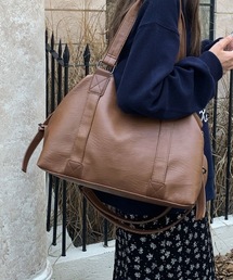 pyornim | 【25年秋冬新作】【2WAY】フェイクレザーボストンショルダーバッグ(ボストンバッグ)